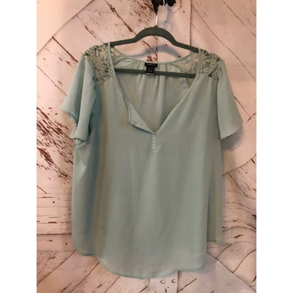 Torrid size 2 blue lace top Blouse